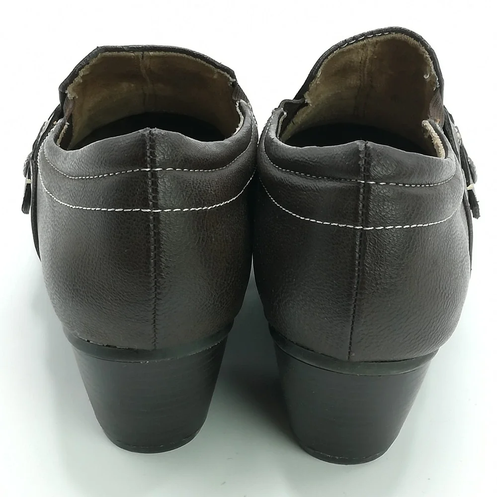 Naturalizer Shoes Womens Ankle Bootie Kaz Slip-On‎ Heeled Brown Faux Leather 6.5